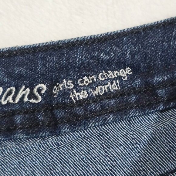 Justice Premium Jean Shorts – Raw Hem Blue Denim w/ Embroidery | Size 14 | EUC - Picture 6 of 8
